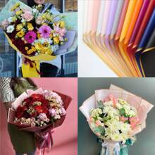 20 张/包金边果冻膜花束包装纸，防水 OPP 花卉包装材料 - 淺紫色 - 查看 3