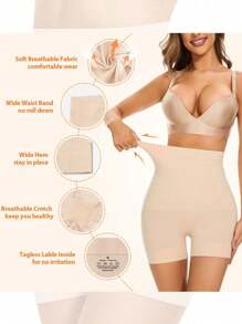 3PCS Dames Naadloze Hoge Taille Body Shaping Boxershorts, Basic Zachte Brede Tailleband Fietsbroek, Jarretelbroek, Stretch Heup Lift Body Shaping Broek