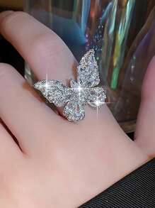 jealous young 1pc Luxury Butterfly Zirconia Openable Women Party Ring With CZ Zirconia Luxry Jewelry Gift