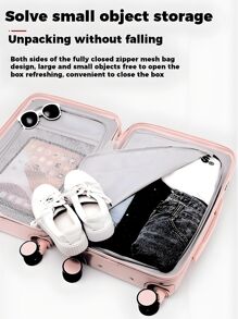 1pc Premium Solid Red Front-Opening Suitcase, Small 20-Inch Lightweight Spinner Travel Luggage With Combination Lock, Multi-Function Carry-On, Convenient And Fashionable For Modern Travelers. Available In Black, Silver, White, Red. - Burgundy - View 10