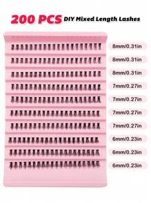 Rikuaild 200 片下睫毛簇，自然外观，可重复使用，混合长度 6-8 毫米，DIY 睫毛延长，柔软仿貂皮睫毛，适合初学者，易于使用，沙龙品质，持久假睫毛延长，睫毛簇，睫毛簇，单根睫毛，睫毛，假睫毛