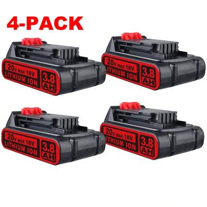 4pack 3.0Ah Replacement For Black Decker 18V Battery LBXR20 LBXR2020-OPE LB20 LBX20 BL2018-XJ GKC1825L GTC1850L20 STC1820 Compatible With BLACK+DECKER