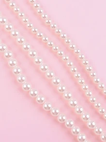 1pc Pearl Bow Cake Decoration Set Pearl Chain Cake Decoration Pink Ribbon Bow Artificial Bulk Used For Wedding Bridal Gift Party Birthday Party Decoration Supplies