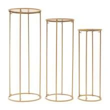 Jarrón de flores de metal redondo, 3 piezas, soporte para flores, centro de mesa para boda, decoración de fiesta - Dorado - Ver 5