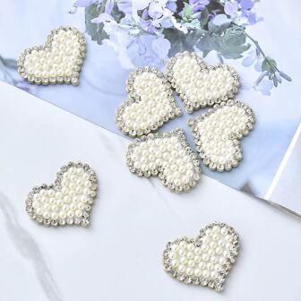 Heart Pearl & Rhinestone Decor Stickers For DIY Clothing, Shoes, Hats, Glue On Embellishments