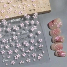 1 pieza Calcomanía de arte de uñas floral seco puntillista colorida realista, decoración de uñas en relieve 3D ultradelgada con margaritas diminutas, perfecta para un diseño de uñas encantador