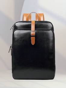 Mochila de negocios de 15.6 pulgadas de cuero genuino para hombres, bolsa de laptop de gran capacidad de cuero de vaca - Negro - Ver 7