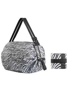 Bolsa de compras plegable y reutilizable de moda para mujeres, bolsa de tela portátil y plegable, bolsa de almacenamiento para compras de supermercado, útiles escolares y accesorios escolares