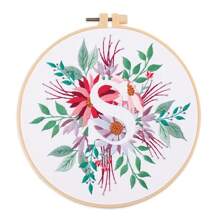 1pc 26 Designs Floral Embroidery Kit With English Letters, Luxury Starter Set For Beginners, Includes Fabric, Hoop, Threads, Needles, Instructions, Great For Cross Stitch, Artistic Craft Gift For Friends And Family, Wedding Decor. Each Kit Contains 1pc Printed , 1 Set Of Embroidery Threads, 1 Bamboo Embroidery Hoop, 1 Pattern Chart, 2pcs Embroidery Needles.
