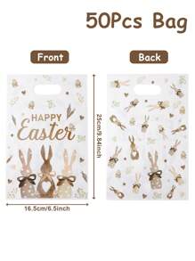 50 件复活节兔子手提袋礼品袋、兔子彩蛋胡萝卜图案复活节快乐手提袋、复活节快乐派对家居活动装饰、复活节厨房用品包装袋塑料袋、复活节餐桌礼品桌派对桌桌面装饰、复活节精品礼品包装用品礼品包装袋、复活节礼物 - 復活節三隻兔子 - 查看 7