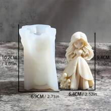 Molde de silicona con forma de muñeca princesa dulce DIY para velas aromáticas, resina epoxi y manualidades de yeso - Moldes de hadas con forma rectangular para resina epoxi, moldes de silicona para velas para hacer velas - Blanco - Ver 15
