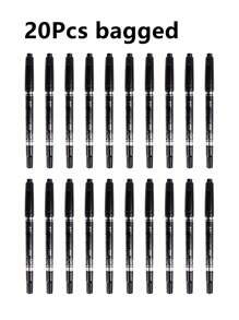 Black Permanent Marker Pen, 10pcs Fine Point Black Markers , Waterproof, Oil-Based, Small Double-Headed Marker Pen For Office And School Supplies, Cartoon Drawing And Sketching Back To School