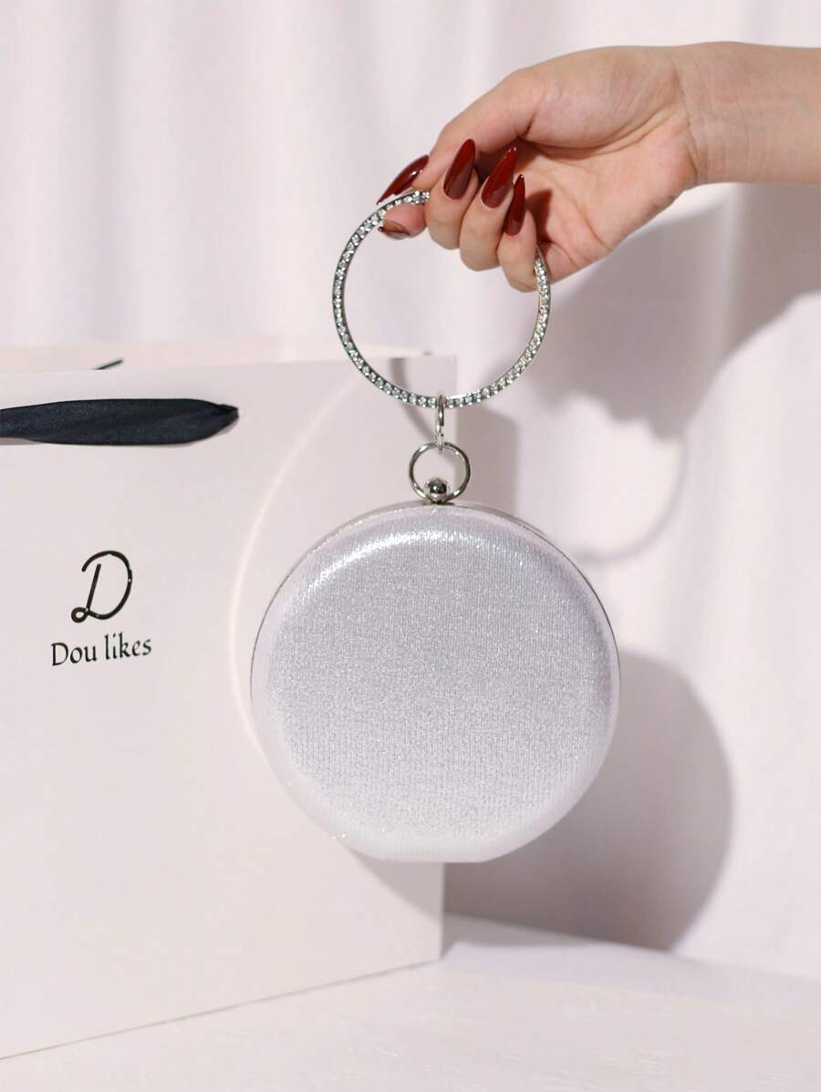 闪亮时尚晚装手拿包，正式手拿包适合派对女孩、女士、新娘，适合派对、婚礼、舞会、晚宴、庆典 - 銀色 - 查看 1