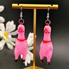 1 Pair Funny & Creative Mini Scream Chicken Dangle Earrings, Suitable For Men And Women Everyday Wear And Festivals