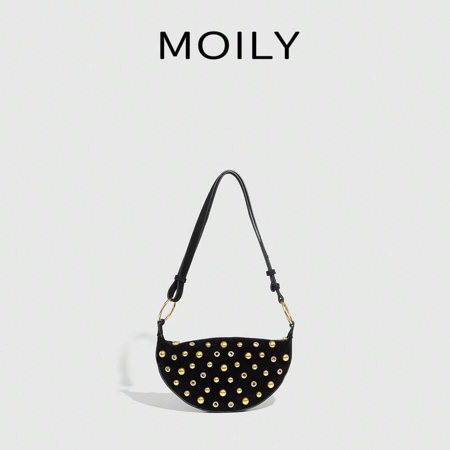 Bolso bandolera de mujer de estilo punk callejero, ajustable, con remaches