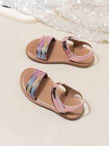 Sandalias de playa versátiles de moda de color oro rosa para niñas