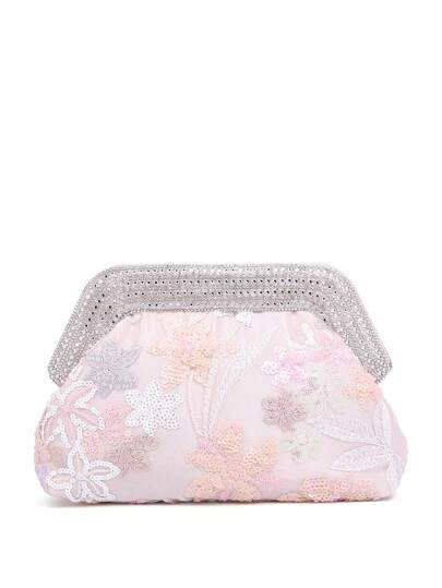 "Romantic Floral Embroidery! Pink Sequin Clutch Bag With Rhinestone Accents – Perfect For Evening Banquets, Parties, And Romantic Dates. It's The Ultimate Elegant Statement Piece For Ladies.