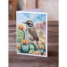 Paquete de 8 tarjetas de felicitación en blanco con sobres que presentan al pájaro cuco del desierto de Arizona, de tamaño A7 (5x7 pulgadas), notas en blanco con diseño caprichoso