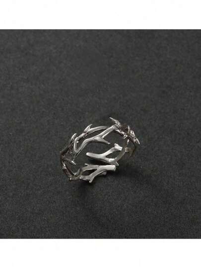 JLX.HARNESS 1pc Asymmetrical Design Punk Thorn Ring Adjustable Size Unisex Finger Ring