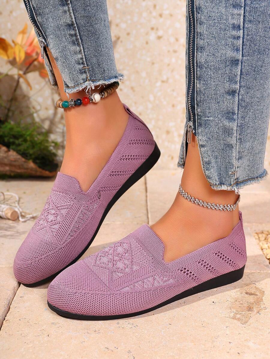 新季女士平底鞋，复古软底低跟舒适平底女士乐福鞋 - 藍色 - 查看 1