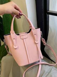 Mini Pink Handbag, Tote Bag, Bucket Bag For Women - Pink - View 9