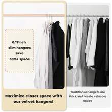 Ivory Velvet Hangers 50 Pack, Felt Covered Non Slip Fabric With Stackable Cascading Hook, Ultra Thin And Space Saving With 360 °   Swivel Neck, 15Lbs Capacity For Clothes, Suit, Shirt, Coat - 黑色 - 查看 3