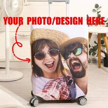 1pc Custom Photo Luggage Cover,Personalized Travel Suitcase Cover,Travel Luggage Cover,Stretch Luggage Protector,Honeymoon Gifts,Christmas Gift - Multicolor - View 1