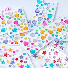 2/4/6 Pieces Mini Hearts & Stars Rhinestone Decals - Vibrant Acrylic Floral Appliques For Makeup, Eye Makeup Embellishments And Crafts - Ideal For Jewelry Making!