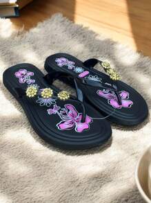 Sandalias pata gallo para mujeres diseño con flores