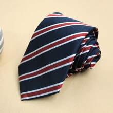 1 件休闲条纹涤纶领带，适合办公室、街头、所有季节男士领带 - 彩色 - 查看 20