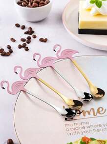 Flamingo Spoons 13cm, Coffee Spoon,Animal Spoon, Stainless Steel Dessert Coffee Stirring Spoon, Teaspoon,Milk Dessert Spoon, Coffee Stirring Spoon, Dessert Spoon, Kitchen Supplies,Cute Creative Long-Handled Juice Coffee Spoon Tableware, Kitchen Accessories