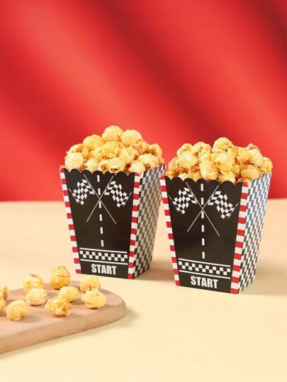 10 piezas Contenedores de alimentos con temática de autos de carreras, cajas de patatas fritas, vasos de palomitas, cubos de palomitas, cajas de aperitivos con temática de autos de carreras, decoraciones de regalo de cumpleaños con temática de autos de carreras, cajas de aperitivos para noches de cine familiar, contenedores de alimentos desechables con temática de autos de carreras, cajas de envasado de brochetas de barbacoa y fritas, bandejas de alimentos, cajas de regalo