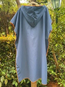 1pc Solid Color Quick-Dry Wearable Towel, Simple Adult Couple Hooded Beach Bath Towel, Sand-Free, Lightweight, Changing Robe, Portable, Small Size, Ideal For Beach, Surfing, Swimming, Diving, Traveling Summer Wedding Home Bathroom Decor Beach Wear Back To School