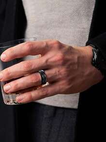 Set de 5 anillos de acero inoxidable y titanio para hombres, con grabado de cadena, resistentes a la decoloración y giratorios, ideales para uso diario