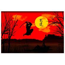 1 Pc  Vivid Red Sun And Black Wooden Framed Canvas Painting -  Thickness 2.25cm/0.9inch,Home Gift Decoration, Room Decoration Aesthetic, Wall Decoration Art, Perfect Gift, Autumn And Winter Wall Decoration, Living Room Decoration, Bedroom Decoration, Kitchen Decoration, Entry Decoration, Bathroom Decoration, Direct Wall Painting, High Quality Wall Painting Poster