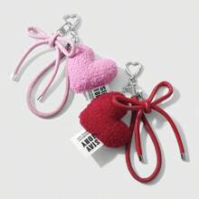1pc Fashionable Exquisite Sweet Luxurious High-Quality Plush Heart Leather Bowknot Keychain Suitable For Women And Girls Daily Wear Holiday Gift Bridesmaid Gifts Bows Y2K Accessories Lanyard For Keys - Multicolor - View 1