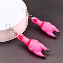 1 Pair Funny & Creative Mini Scream Chicken Dangle Earrings, Suitable For Men And Women Everyday Wear And Festivals