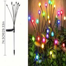 1 件 10 LED 太阳能户外花园灯 - 高效节能，触摸控制景观照明，抛光镍表面，易于安装在草坪和庭院装饰杆上，太阳能花园灯