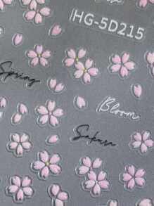 1 pieza Calcomanía de arte de uñas floral seco puntillista colorida realista, decoración de uñas en relieve 3D ultradelgada con margaritas diminutas, perfecta para un diseño de uñas encantador
