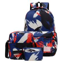 3 合 1 涂鸦背包套装，轻便休闲背包适合青少年、学生、旅行、户外、运动、度假、毕业礼物或生日配饰 - 彩色 - 查看 15