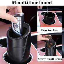 Car Trash Can With Lid - Car Trash Bin Cup Holder - Black Mini Leak-Proof Vehicle Garbage Bin Trash Can With 15pcs Garbage Bags - Front & Back Seat Car Accessories Organizer And Storage