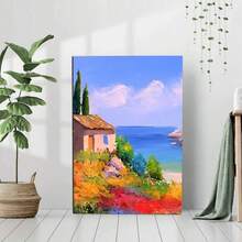 1 Pc Framed Vintage Wildflower Landscape Wall Art Canvas Poster Painting Wall Decor for Bedroom Living Room