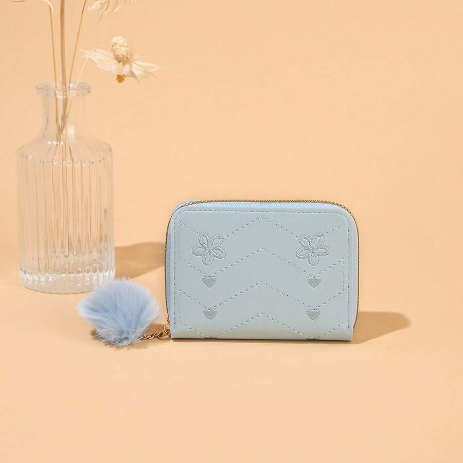 Women's Wavy Floral Heart Shaped Coin Purse Wallet Purse Wallet Mini Wallet Small Wallet