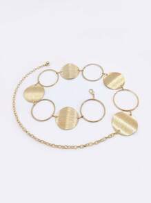 1 pezzo Cintura regolabile con grande disco rotondo in metallo dalla texture ondulata bohémien, design semplice adatto a gonne, pantaloni, ideale per spiaggia, uso quotidiano, estate, scuola, autunno, Ognissanti