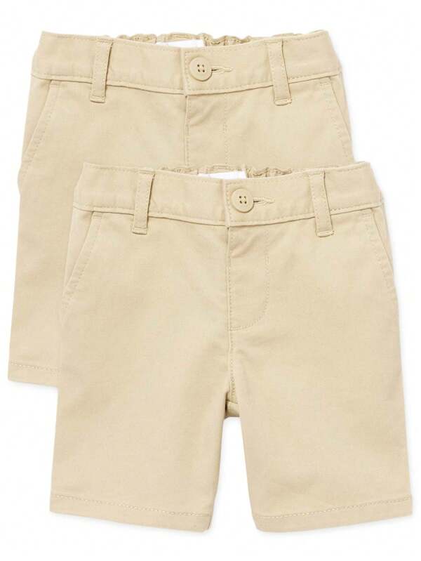 The Children's PLACE Toddler Girls Uniform Stretch Chino Shorts 2-Pack Khaki Tan