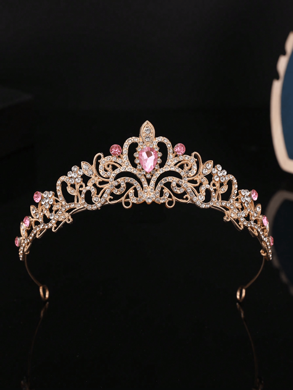 1pc Luxury Girls Crown Rhinestone Hair Hoop, Adorable Party Hairband For Birthday, Wedding & Events