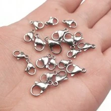 100pcs Stainless Steel Lobster Clasp Bracelet Necklace DIY Hook Chain Connectors Jewelry Making Supplies - Lobster Clasp - View 6