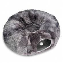 1 pièce Tunnel de lit en peluche pour chat pliable et transformable en forme de S/rond, avec coussin moelleux
