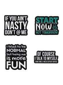 1pc Motivational English Slogan Decor Accessories, Brooch, Minimalist Creative Inspiring Quote Versatile Fashion Ornament