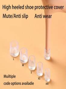 6 piezas/3 pares de protectores de tacón alto, fundas de repuesto para tacones de aguja, tiras antirruido, almohadillas resistentes al desgaste para reparación de tacones, protector de suela, ideas de regalo de accesorios - Transparente 3 pares - Ver 18